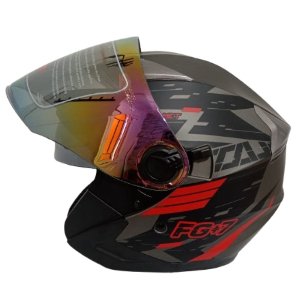 Casco de Moto Abierto Open Face Bactor en Rojo | Estilo y Seguridad / Talla L - Imagen 4