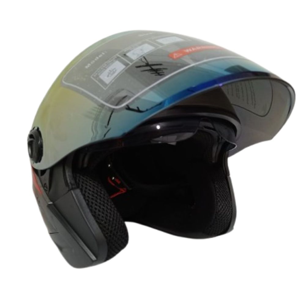 Casco de Moto Abierto Open Face Bactor en Rojo | Estilo y Seguridad / Talla L - Imagen 3