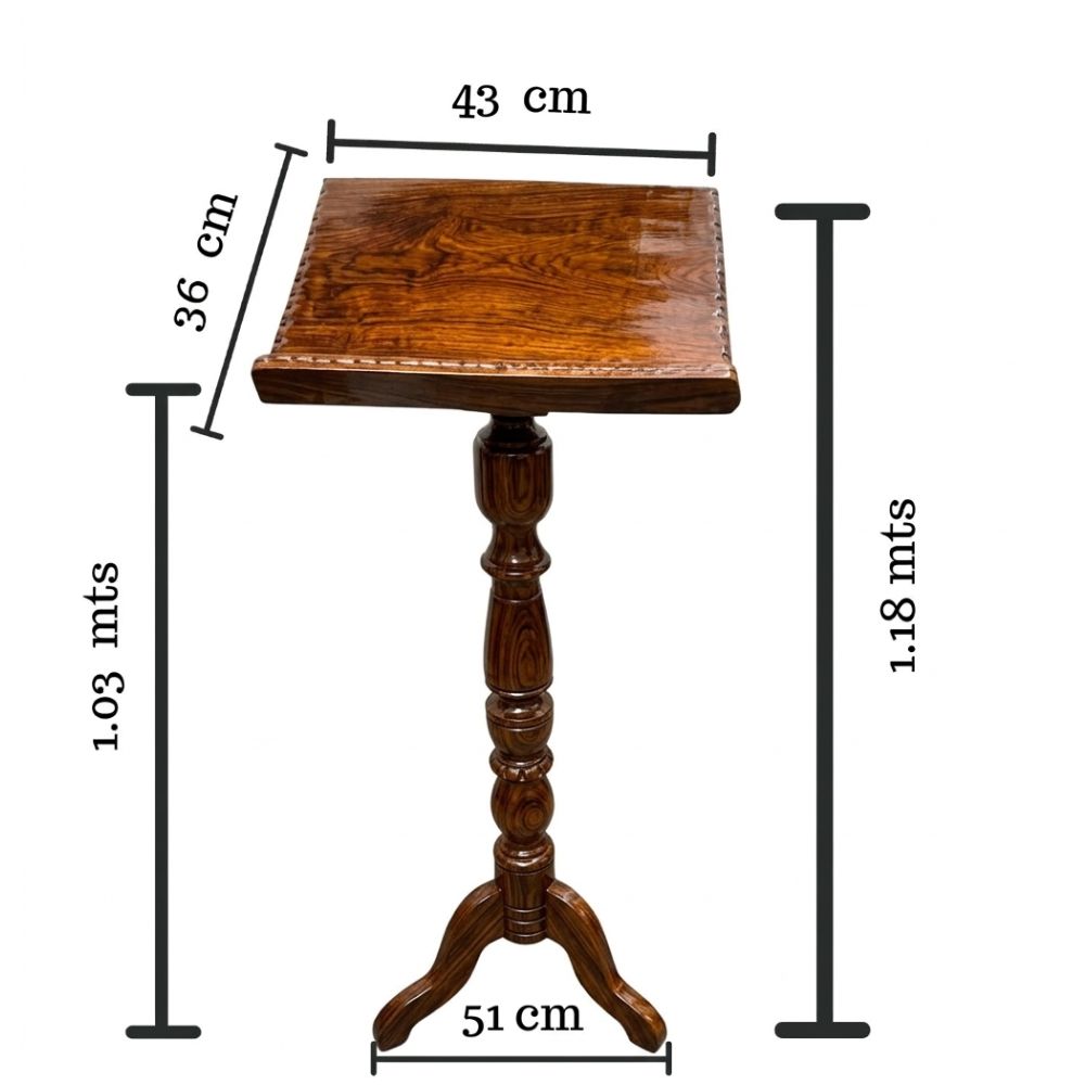 Atril de Madera Maciza Barnizada con Pie Tallado - Altura 1.18m - Imagen 3