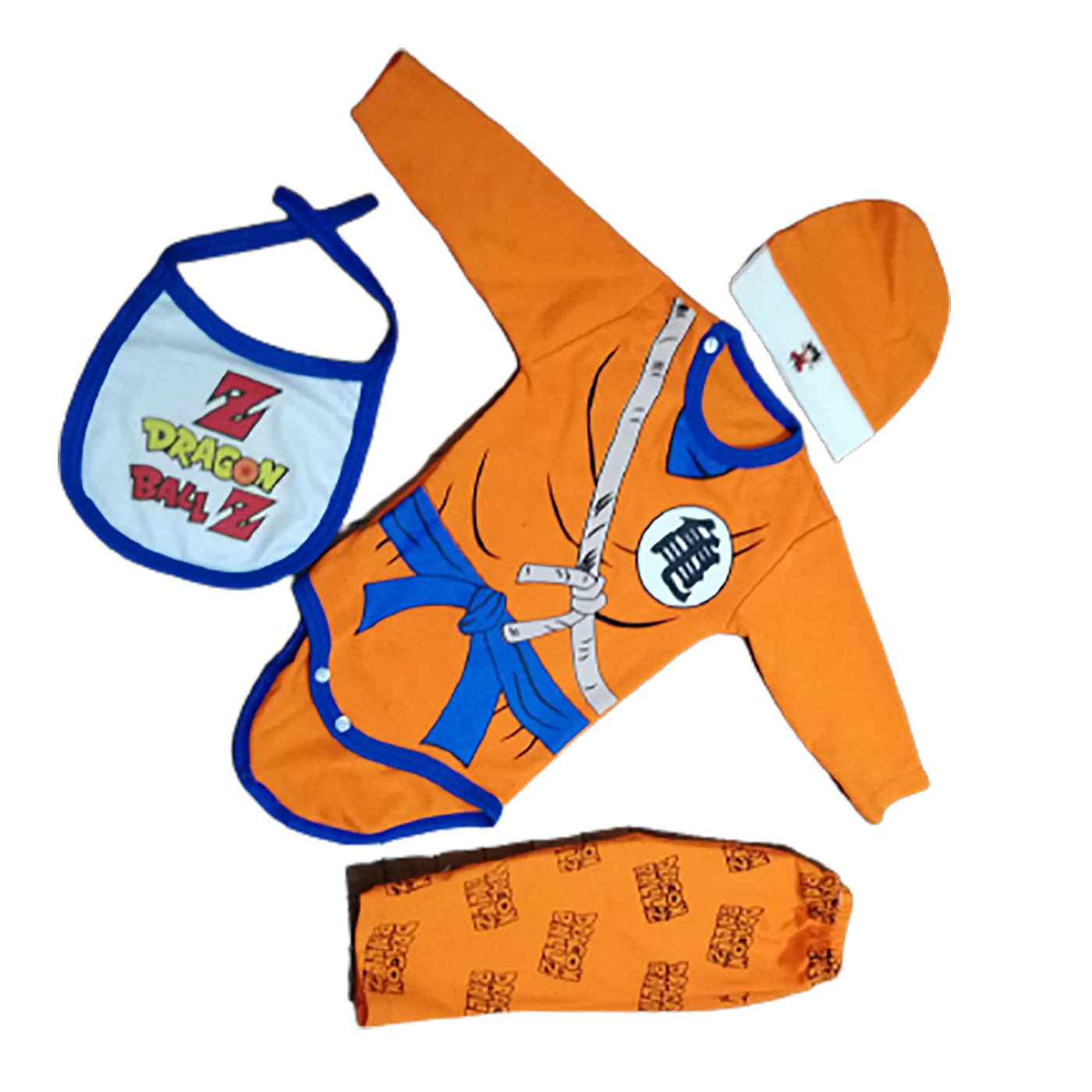 Conjunto de Ropa para Bebé Dragon Ball Recién Nacido – Body, Pantalón, Gorrito y Babero - Imagen 4