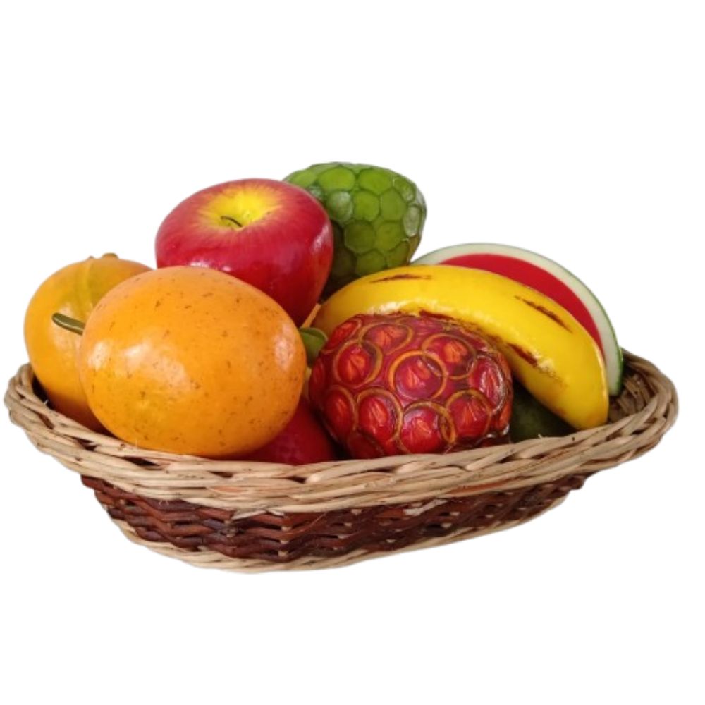 Canasta de 12 frutas decorativas - Imagen 2