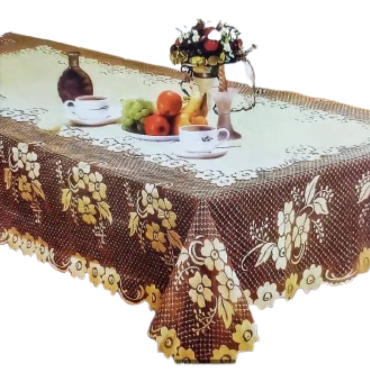 Mantel Rectangular Elegante 250x150 cm – Diseño Dorado con Hilos Rojos - Imagen 2