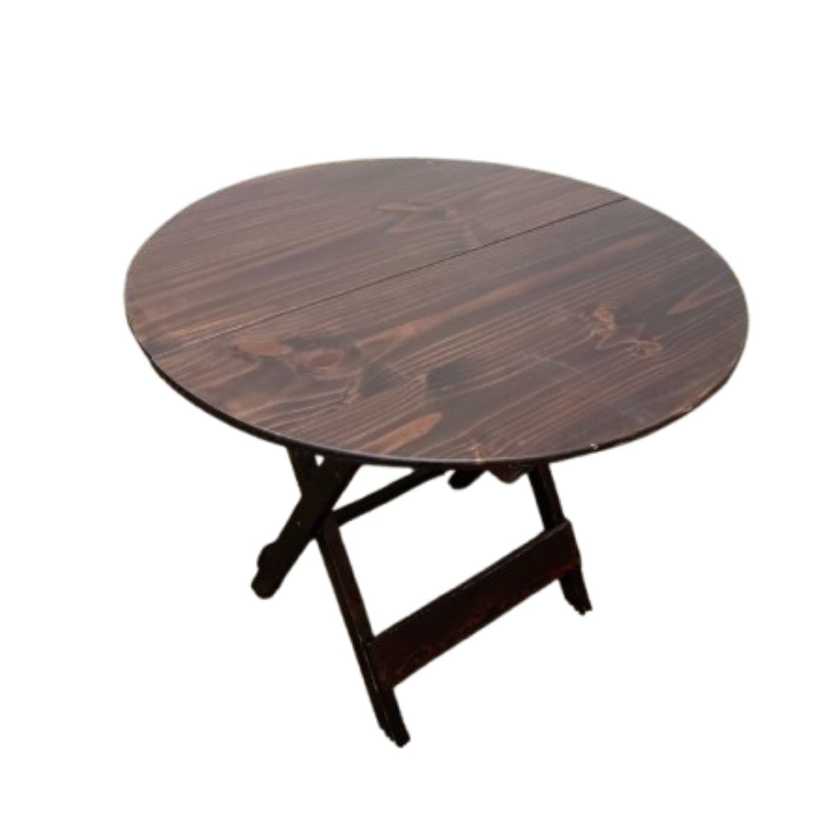 Mesa Plegable Redonda Álamo Rústica de Madera de Pino 100 cm – Color Marrón