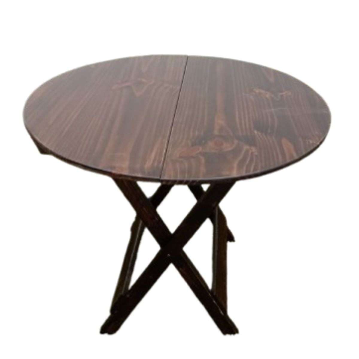 Mesa Plegable Redonda Álamo Rústica de Madera de Pino 100 cm – Color Marrón - Imagen 3