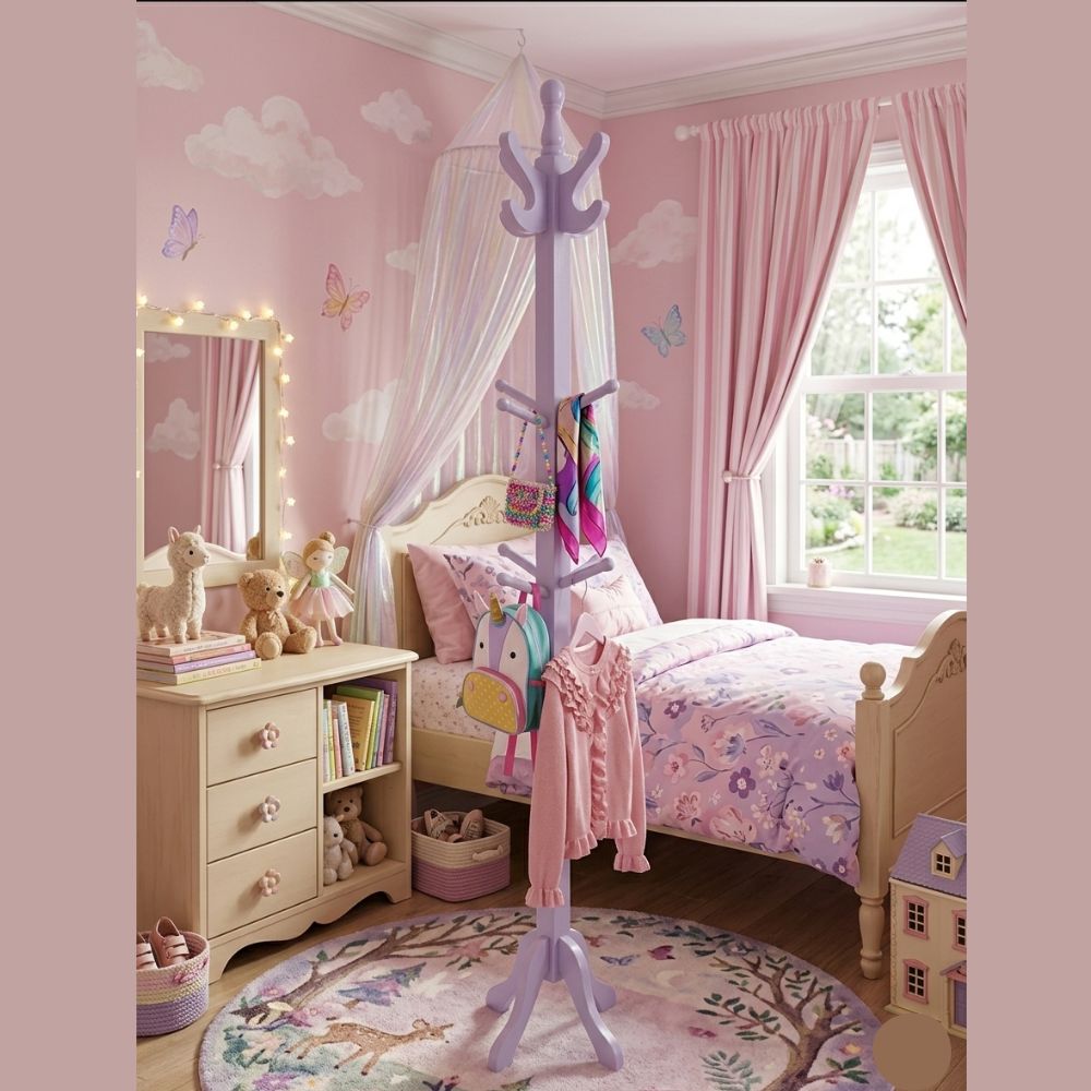 Perchero de Pie lila en madera Pino 25 – Espléndido Diseño moderno y funcional para el hogar - Imagen 2