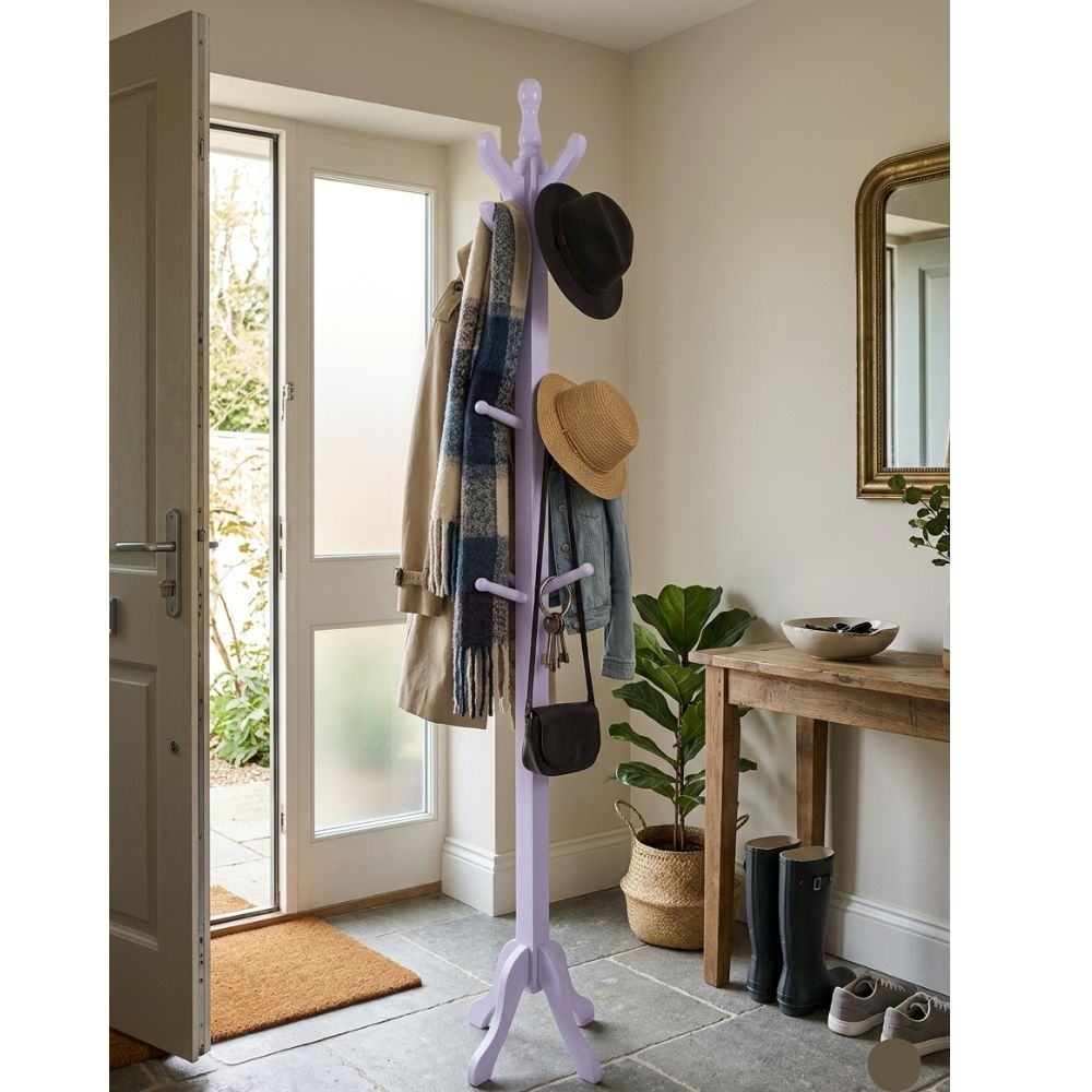Perchero de Pie lila en madera Pino 25 – Espléndido Diseño moderno y funcional para el hogar - Imagen 3