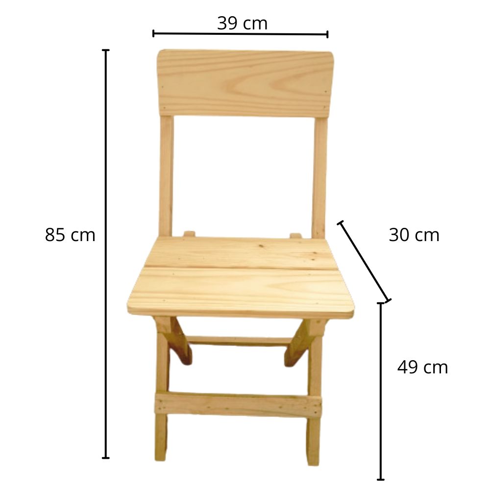 Comedor Plegable Cuadrado con 2 Sillas – Madera Pino, Acabado Natural Laqueado - Imagen 3