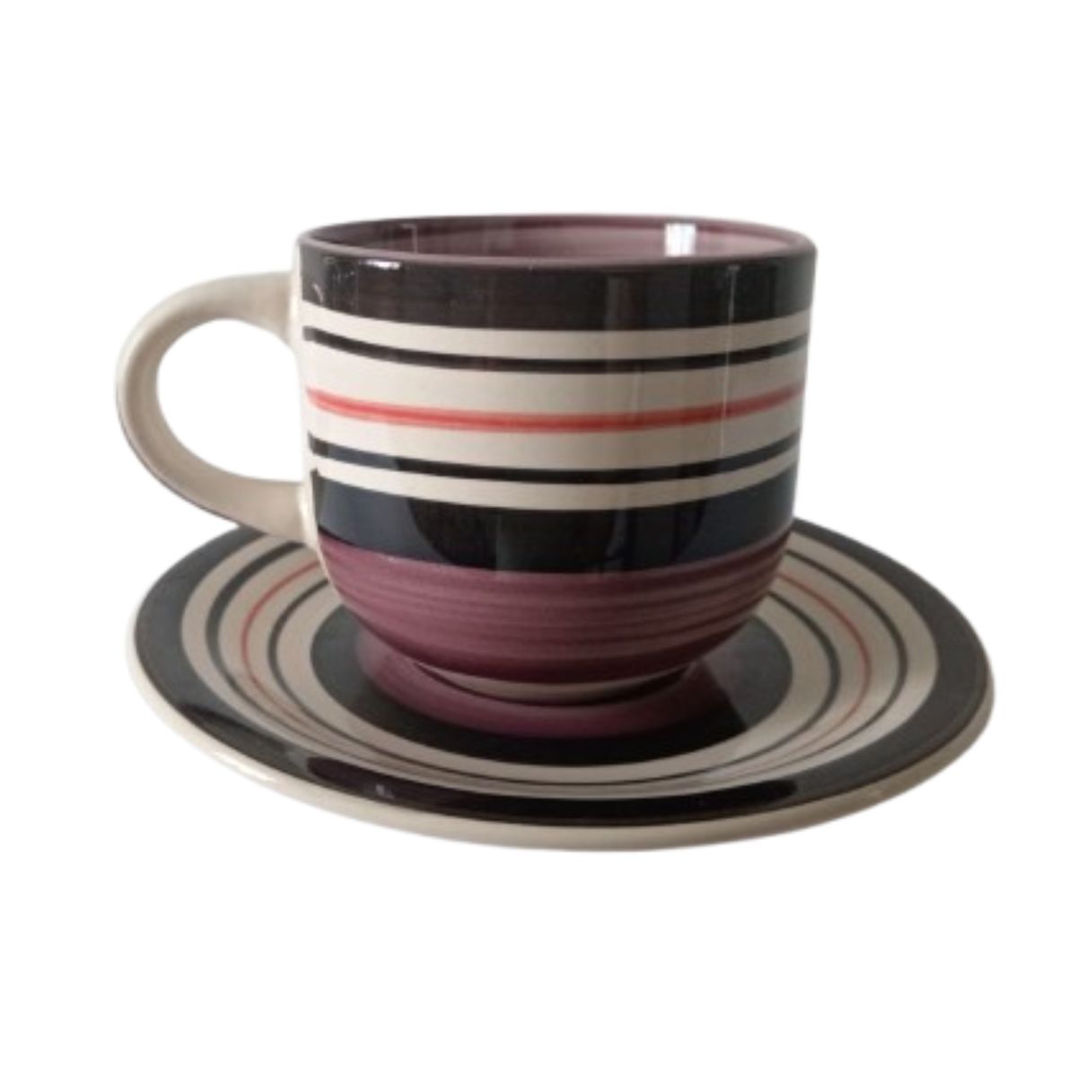 Set de 6 Tazas con Platillos de Loza Fina Color Aceituna – Juego para Café y Té - Imagen 2
