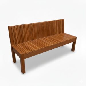 Banca de Madera Moonglier en Tornillo 1.50 m con Respaldo Decorativo – Uso Exterior