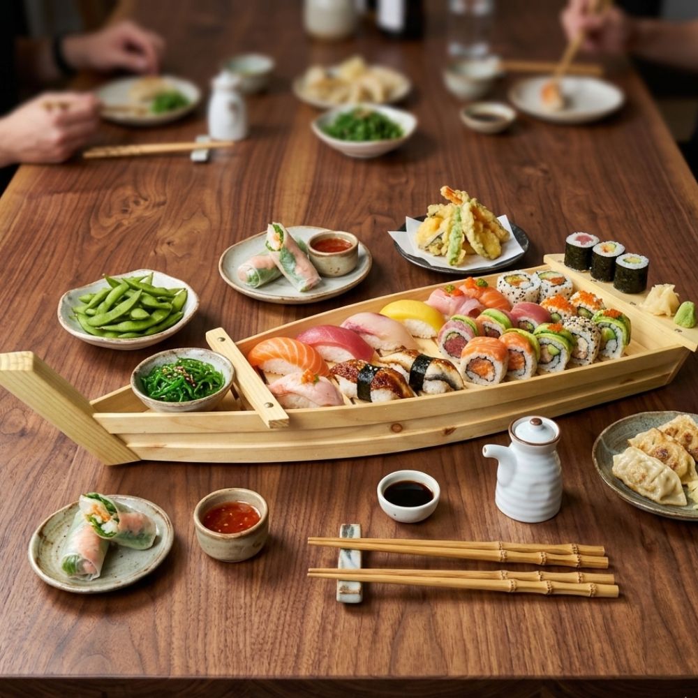 Badeja Barco para Sushi y Comida Marina en madera - Imagen 2