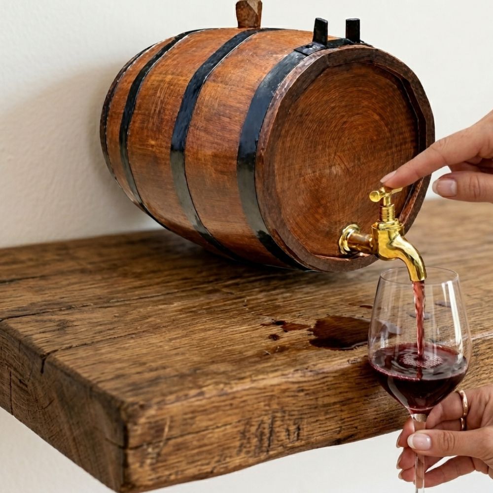 Barril de madera 20 litros en pino con base y grifo funcional - Imagen 2
