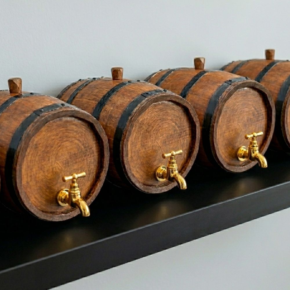 Barril de madera 20 litros en pino con base y grifo funcional - Imagen 3
