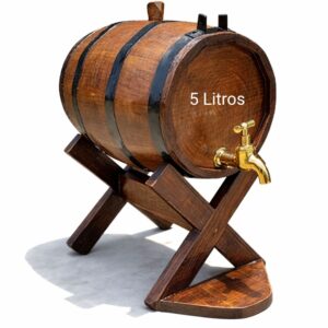 Barril de madera 5 litros en pino con base y grifo funcional