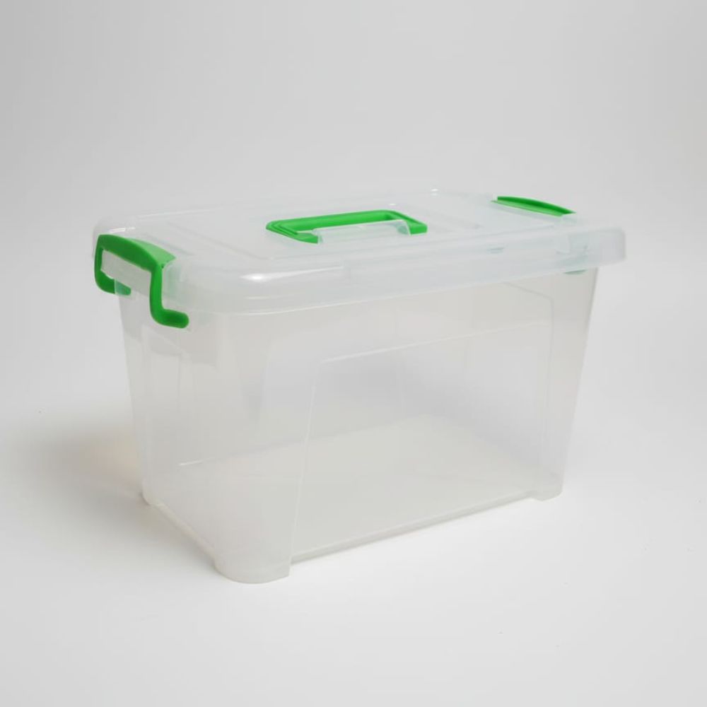 Fenomenal Cajita Organizadora Vany de Plástico Transparente con Tapa a Presión – Práctica y Resistente 33x20x22cm