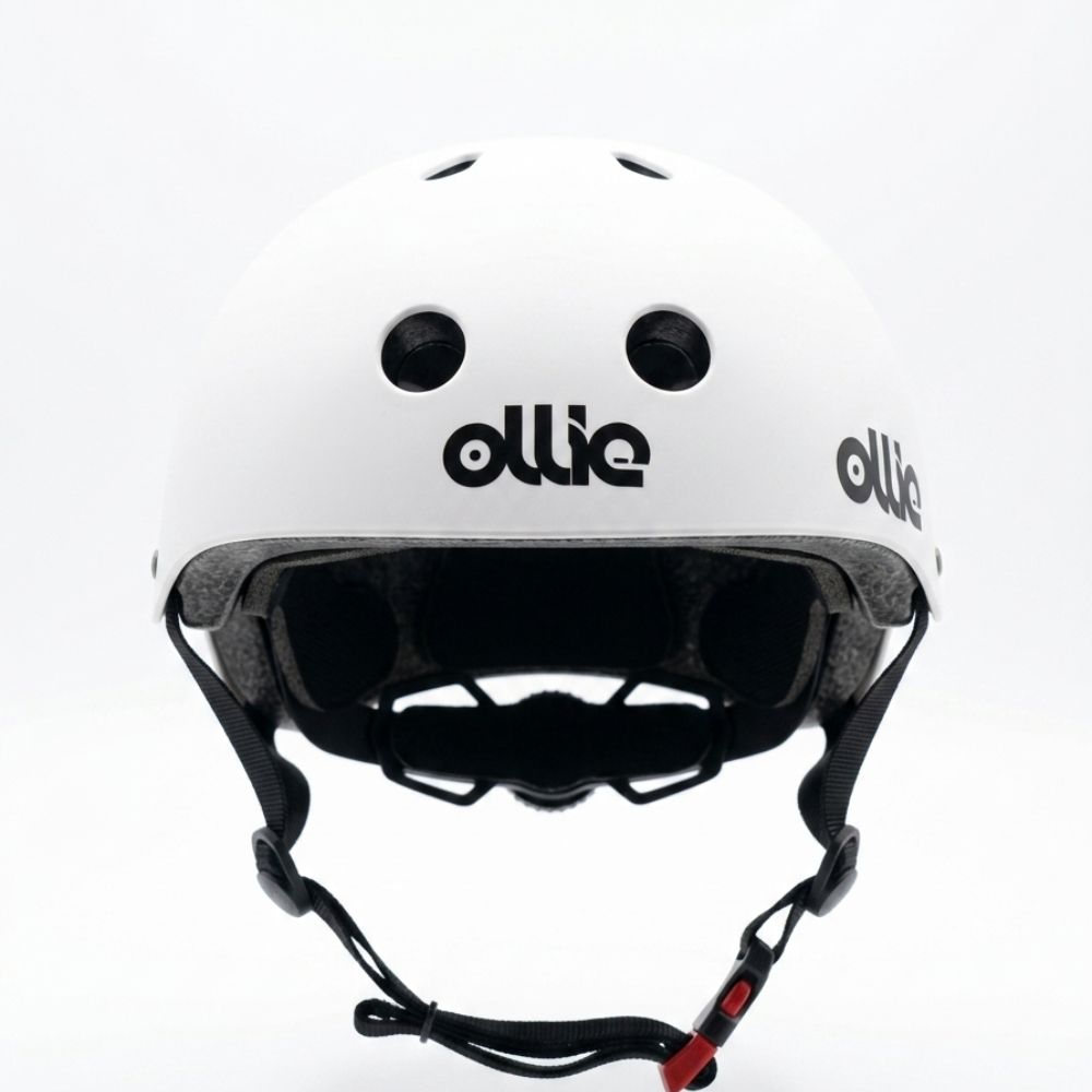 Cascos de Bicicleta Ollie Blanco Talla L con Luz Trasera y Correa Ajustable - Imagen 2