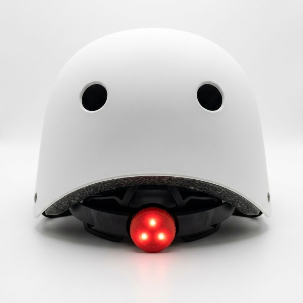 Cascos de Bicicleta Ollie Blanco Talla L con Luz Trasera y Correa Ajustable - Imagen 3
