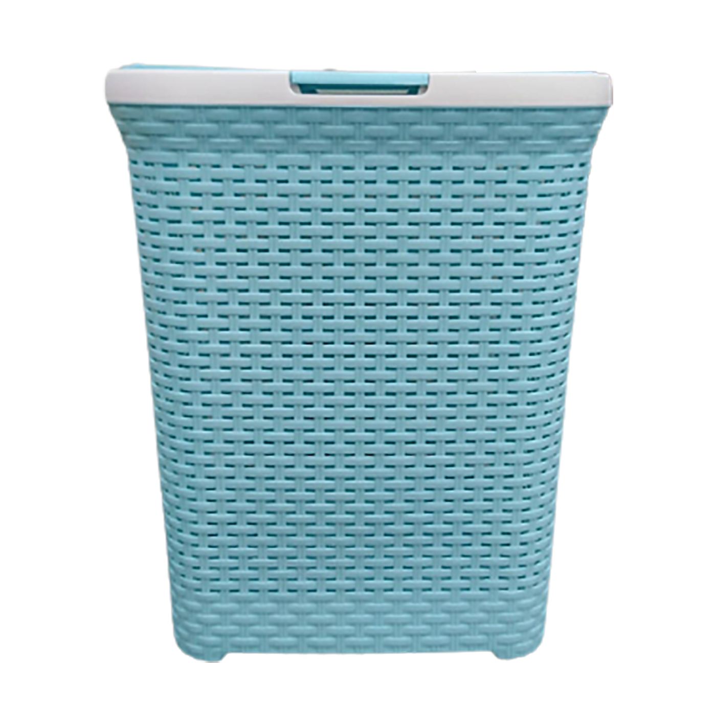 Cesto de Ropa Ratán con Tapa Color Turquesa 70 cm Organizador de Lavandería PVC