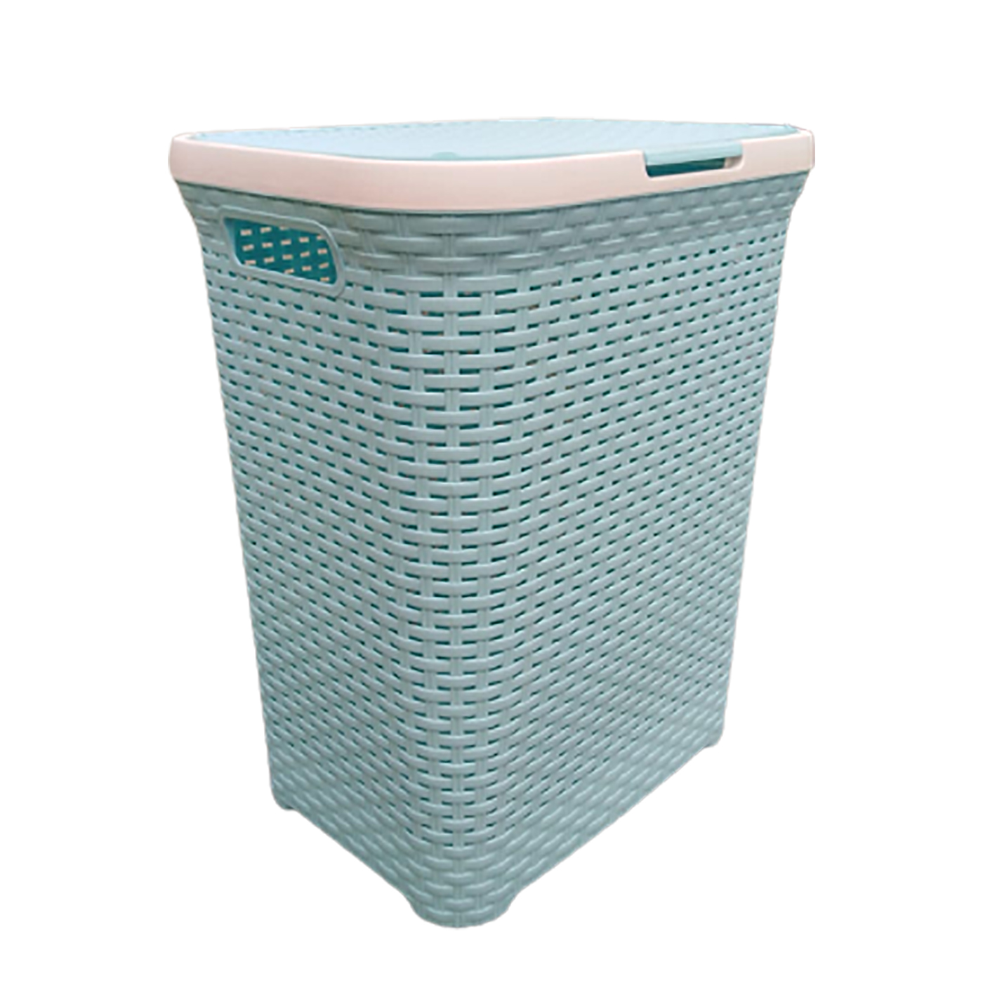 Cesto de Ropa Ratán con Tapa Color Turquesa 70 cm Organizador de Lavandería PVC - Imagen 5