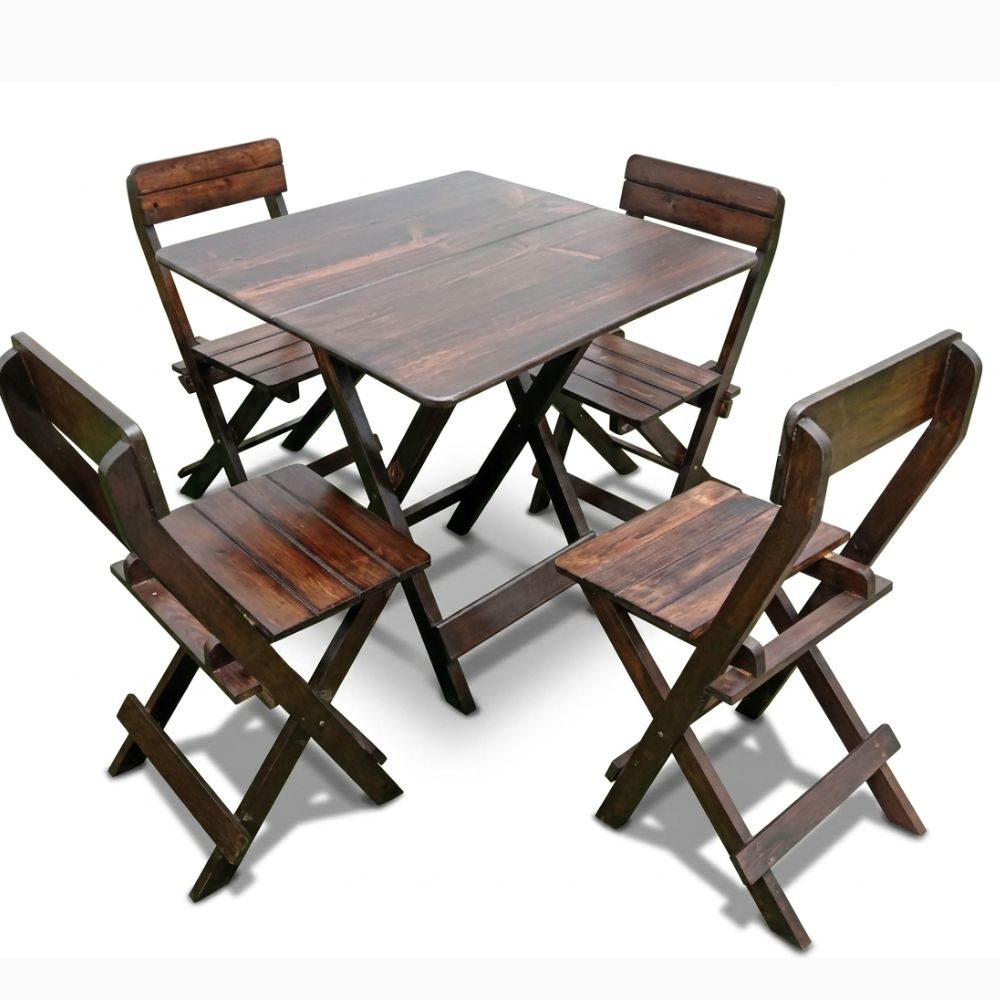Juego de Comedor Plegable Balta Plus Cuadrado con 4 Sillas en Marrón