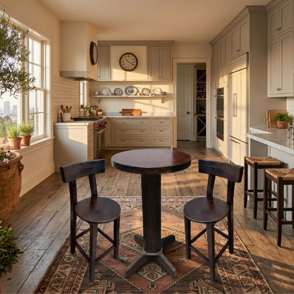 Juego de Comedor Toscana Alta – Mesa con 2 Sillas de Madera Pino Color Caoba - Imagen 5