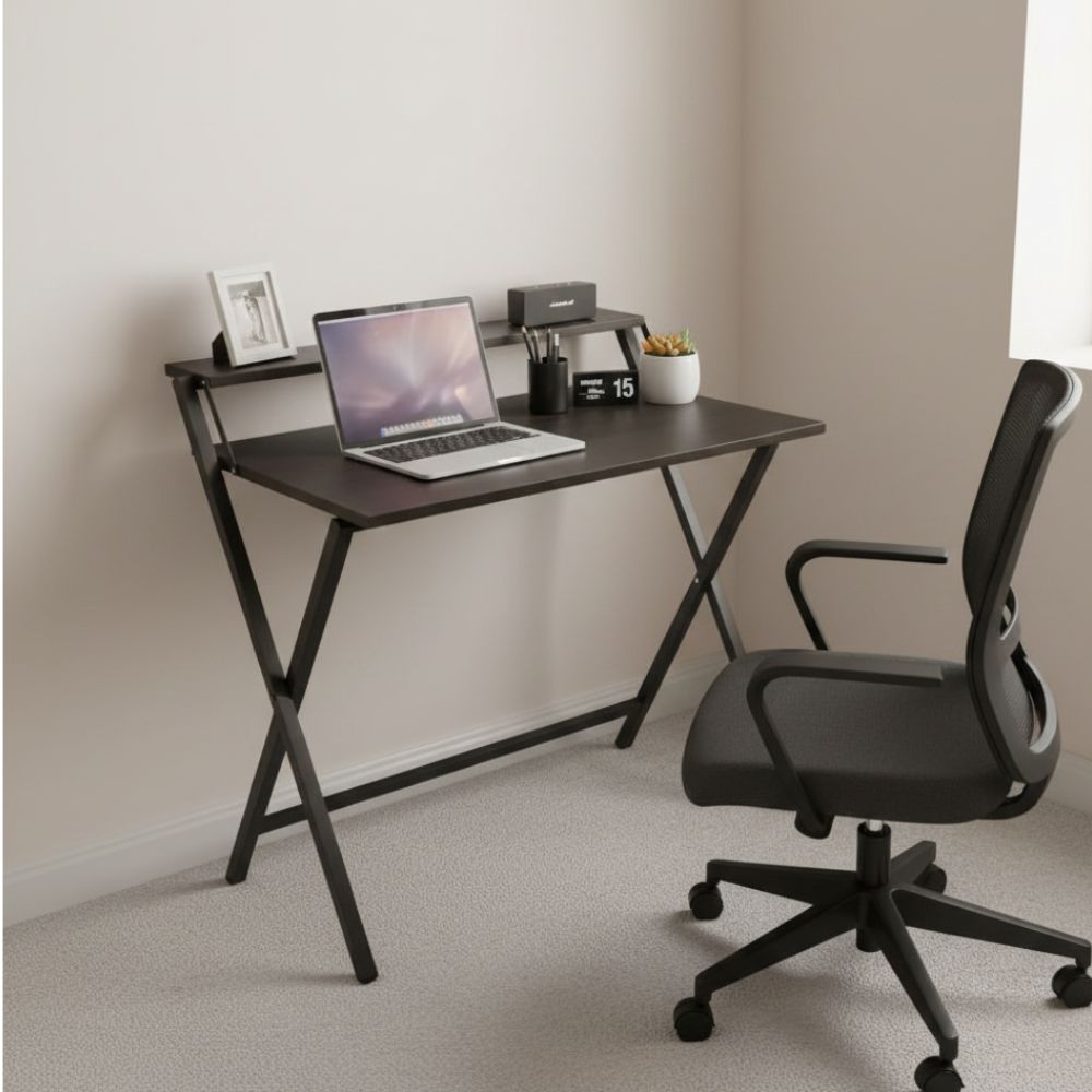 Escritorio Plegable Warny Marrón | Melamina Especial y Estructura Reforzada | Impecable Ideal Home Office 2.0 - Imagen 6