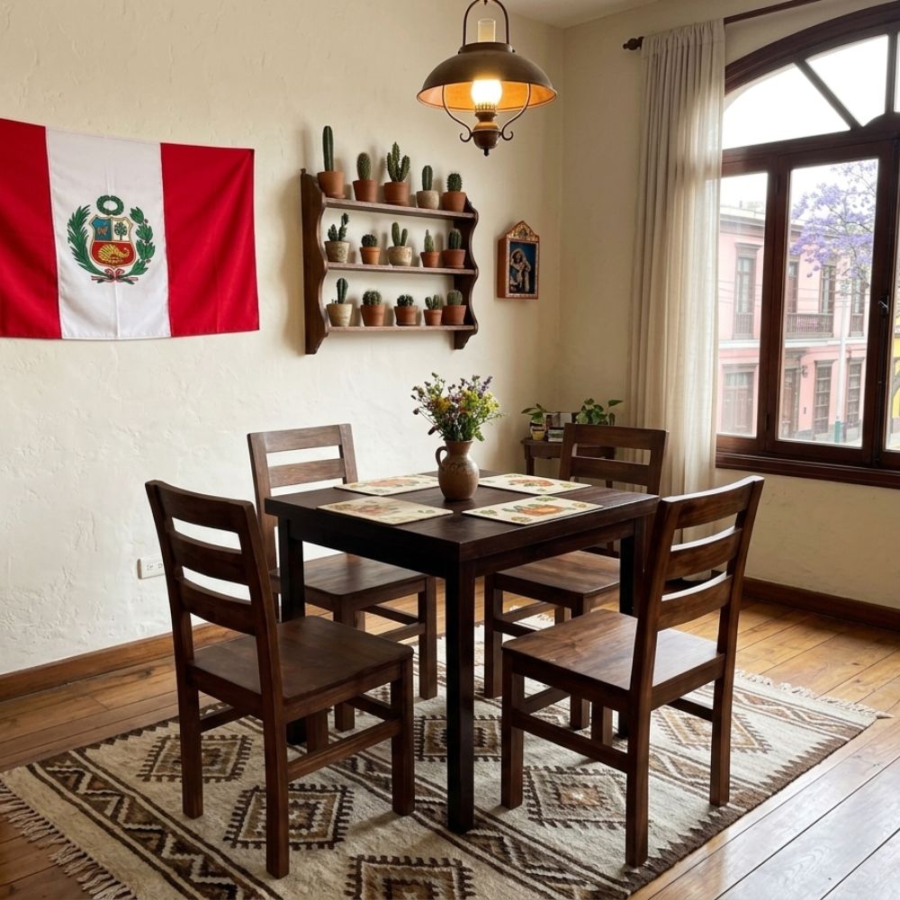 Juego Comedor Rústico Nermina 4 Sillas en Marrón | Asombroso Estilo y Comodidad para tu Hogar - Imagen 2