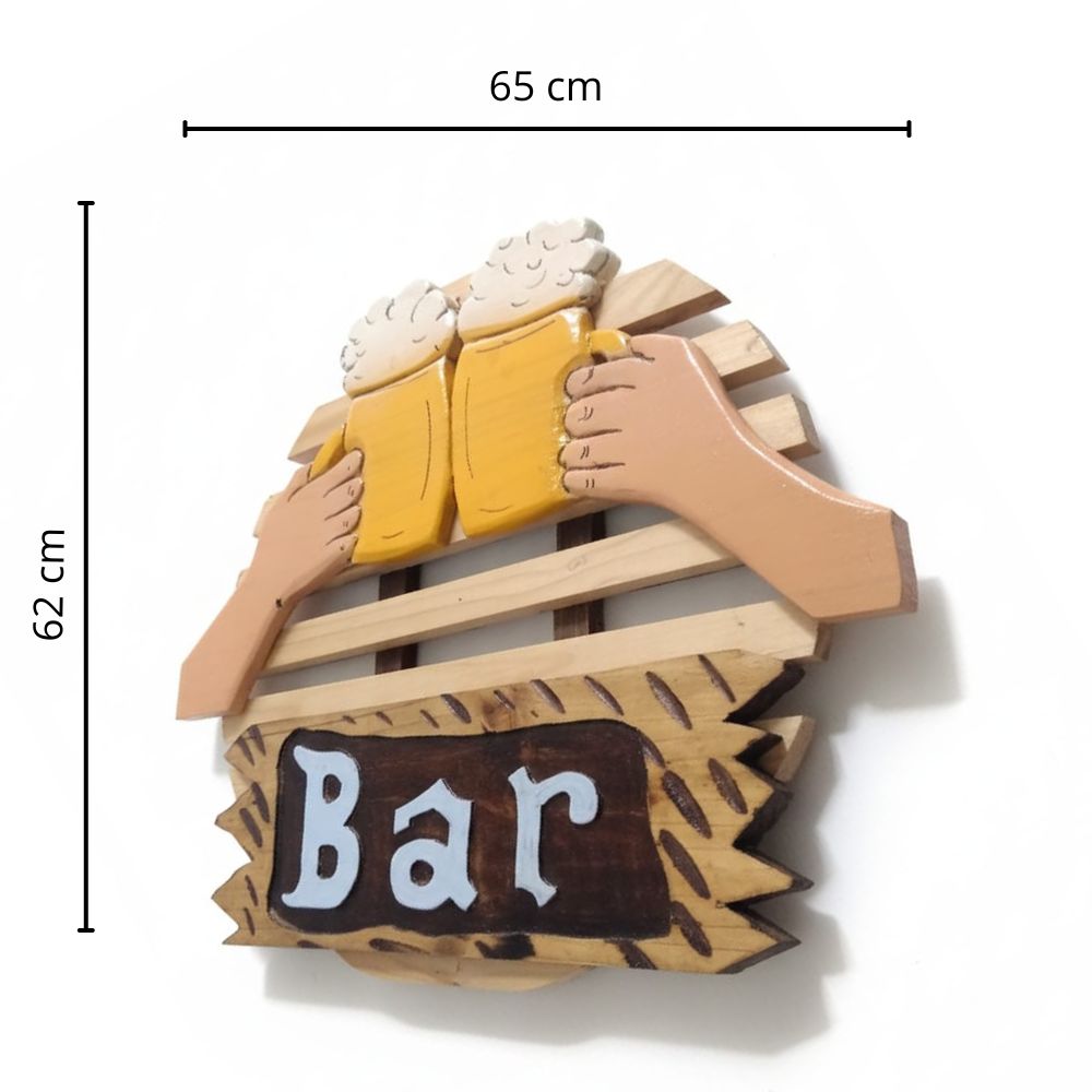 Cuadro Decorativo “Bar” Tallado en Madera de Pino – Estilo Rústico Artesanal - Imagen 4