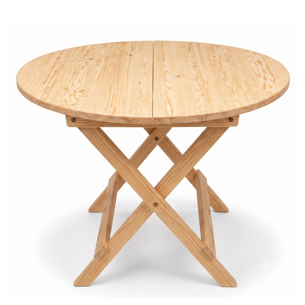 Mesa Plegable Redonda Álamo 100 cm – Madera de Pino Color Natural