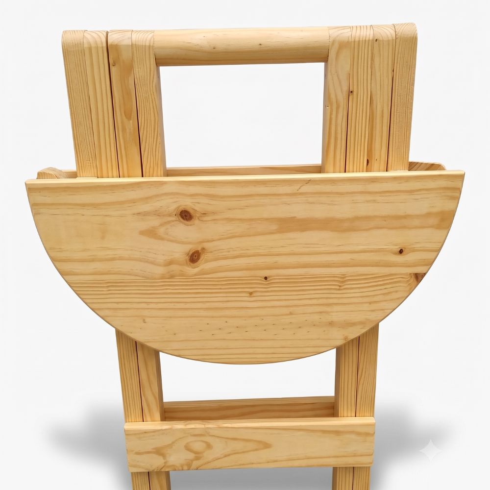 Mesa Plegable Redonda Álamo 100 cm – Madera de Pino Color Natural - Imagen 2