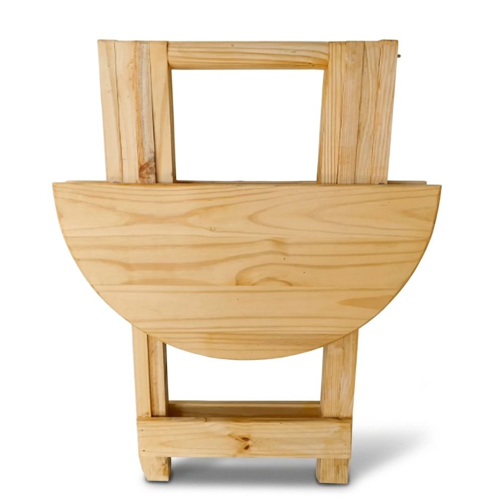 Mesa Plegable Summer en Madera Pino Redonda – Ideal Exteriores y Camping - Imagen 2