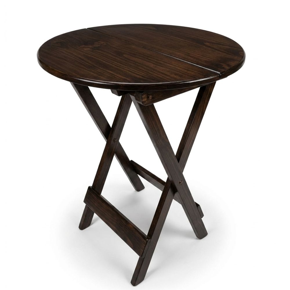 Mesa Plegable Summer en Madera Pino Redonda en Marron – Ideal Exteriores y Camping 60cm