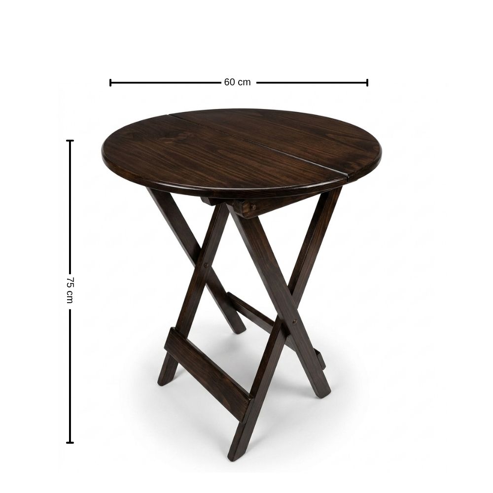 Mesa Plegable Summer en Madera Pino Redonda en Marron – Ideal Exteriores y Camping 60cm - Imagen 3