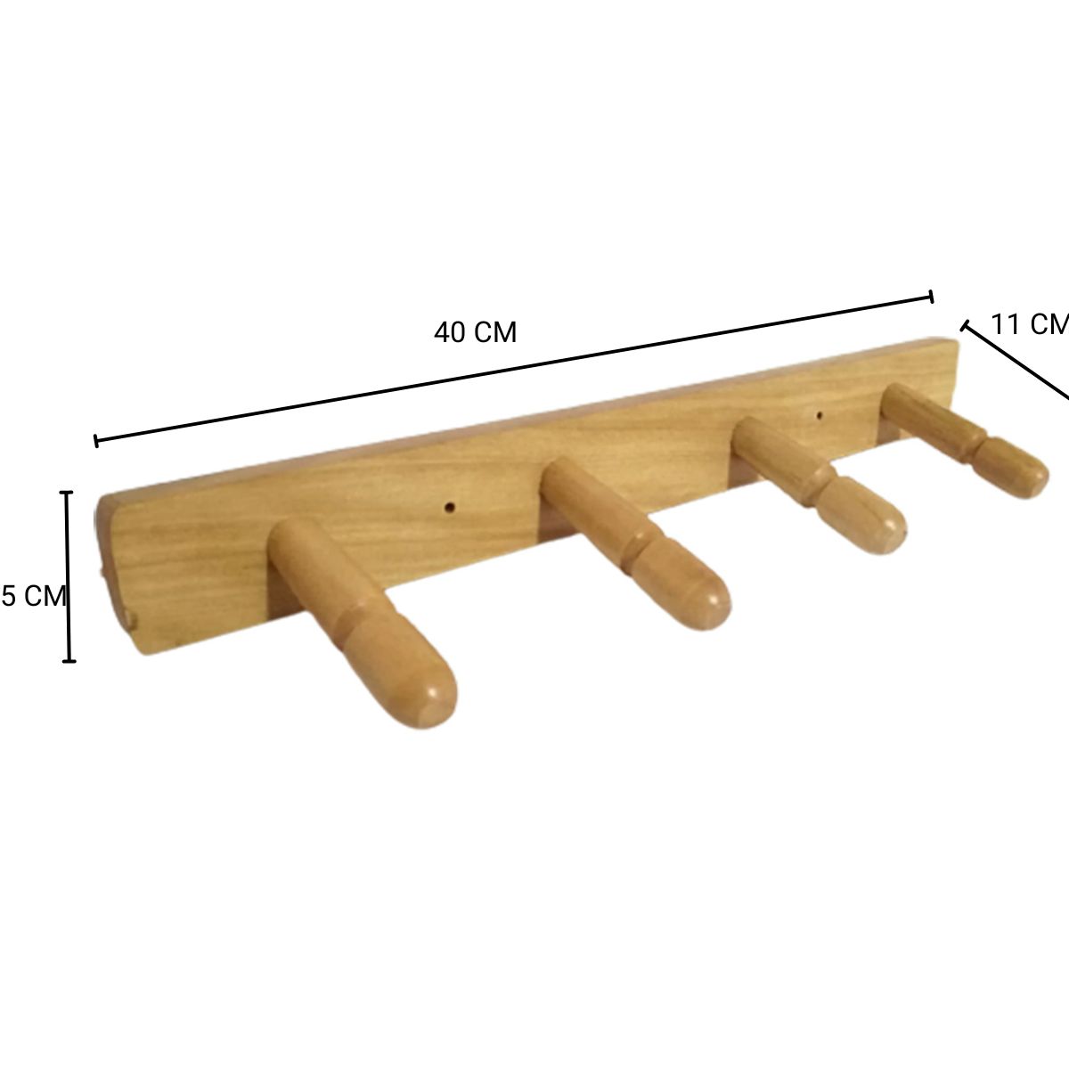 Perchero de Pared en Madera Pino – 4 Perchas, 40×11×5 cm, Acabado Semibrillante Laqueado - Imagen 4