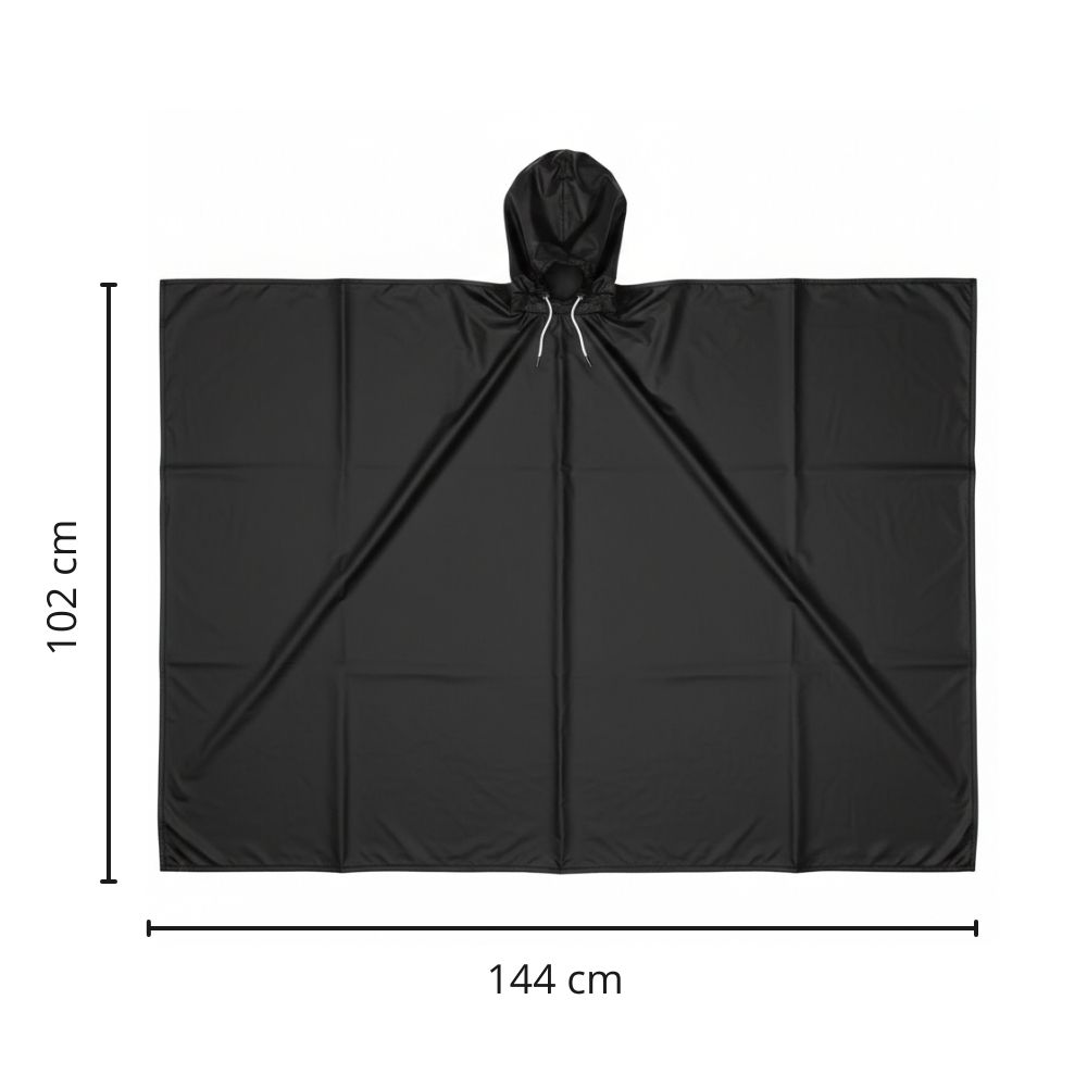 Impermeable para lluvia Ejecutivo Unisex Alta Densidad Tipo Poncho Negro - Imagen 3