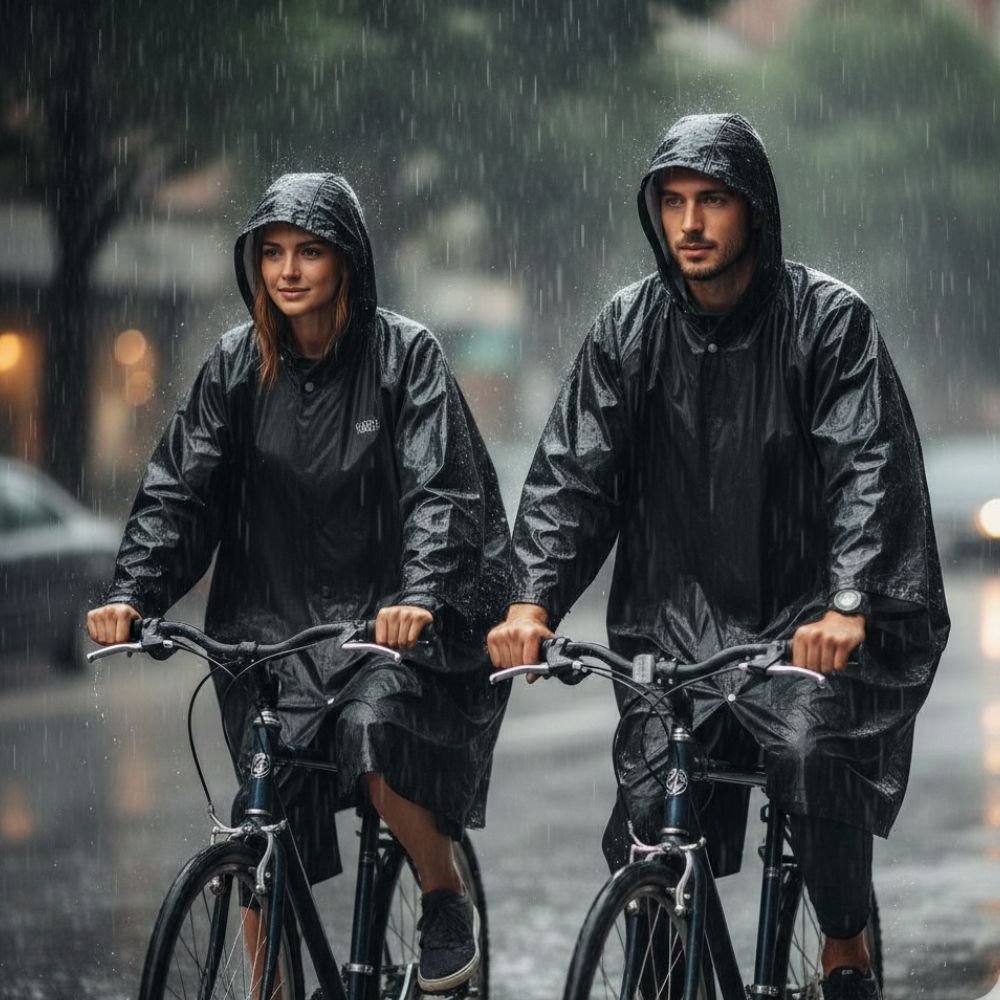 Impermeable para lluvia Ejecutivo Unisex Alta Densidad Tipo Poncho Negro