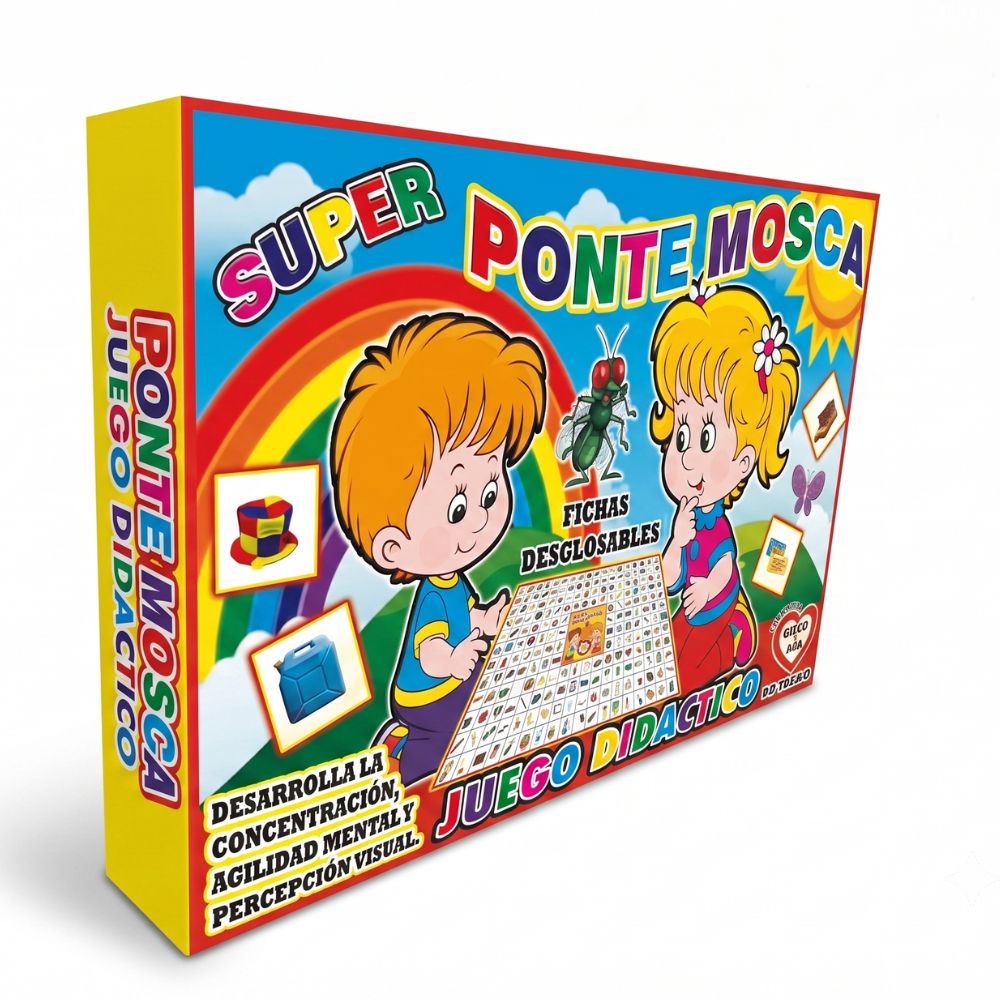 Juego Didáctico Súper Ponte Mosca con Fichas Desglosables – Juego Educativo de Concentración y Agilidad Mental para Niños