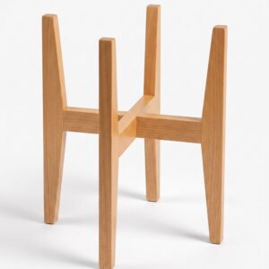 Porta Macetero de Madera Natural con 4 Bases – Soporte Decorativo Compacto para Plantas