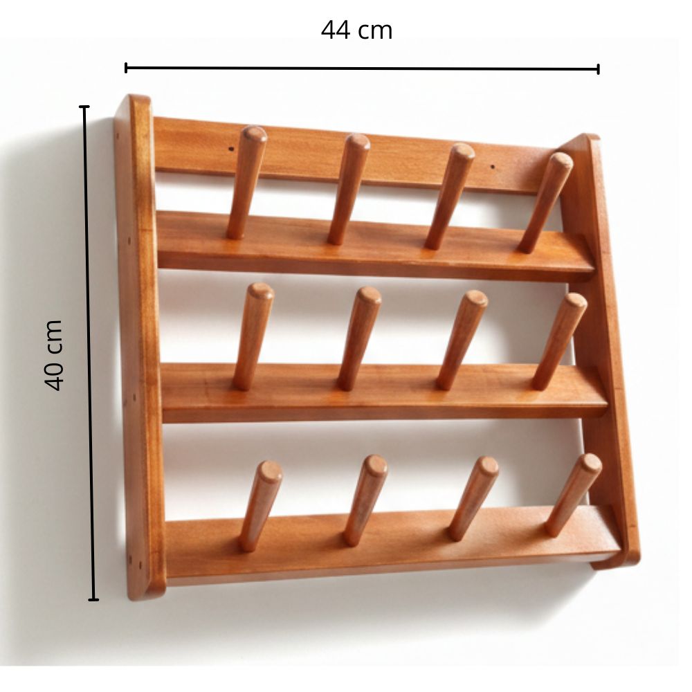 Porta Vasos de Madera Cedro con 12 Colgadores - Imagen 3