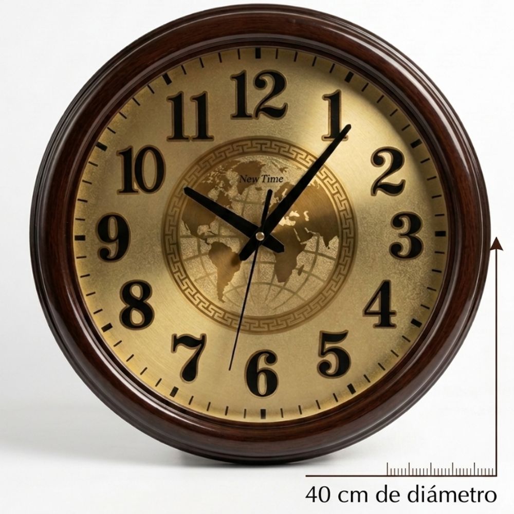 Reloj de Pared Lana Prado – 40 cm, Redondo, Marco Imitación Madera, Estilo Clásico y Elegante - Imagen 3