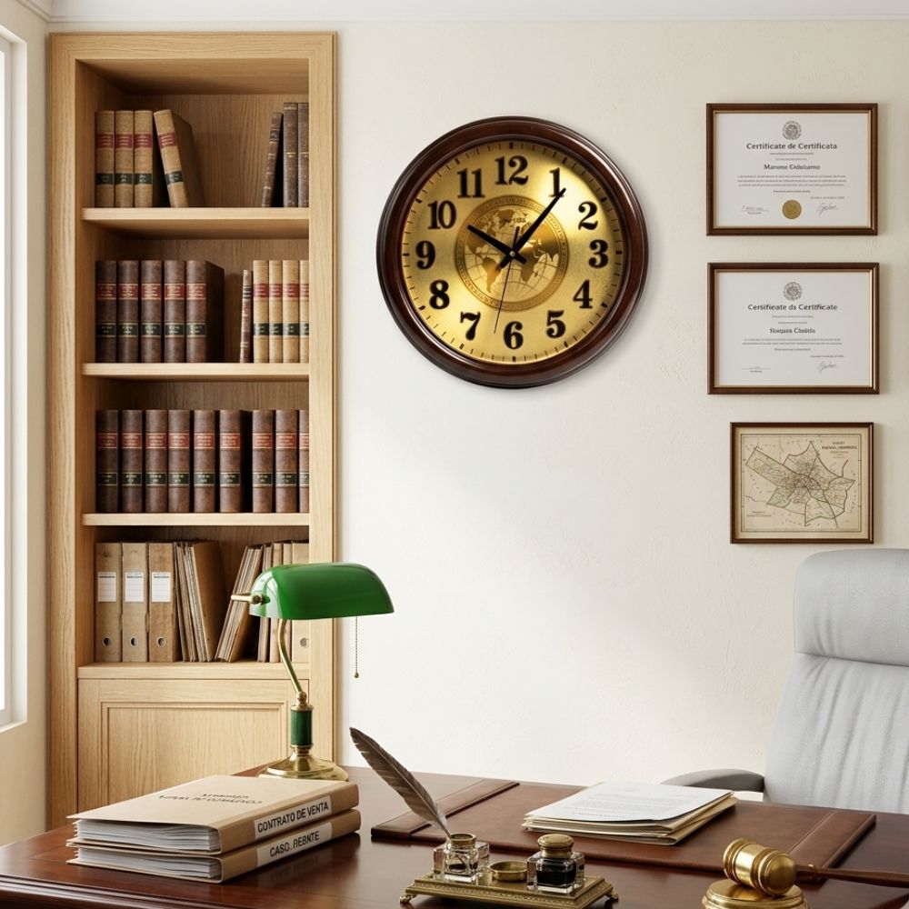 Reloj de Pared Lana Prado – 40 cm, Redondo, Marco Imitación Madera, Estilo Clásico y Elegante - Imagen 4