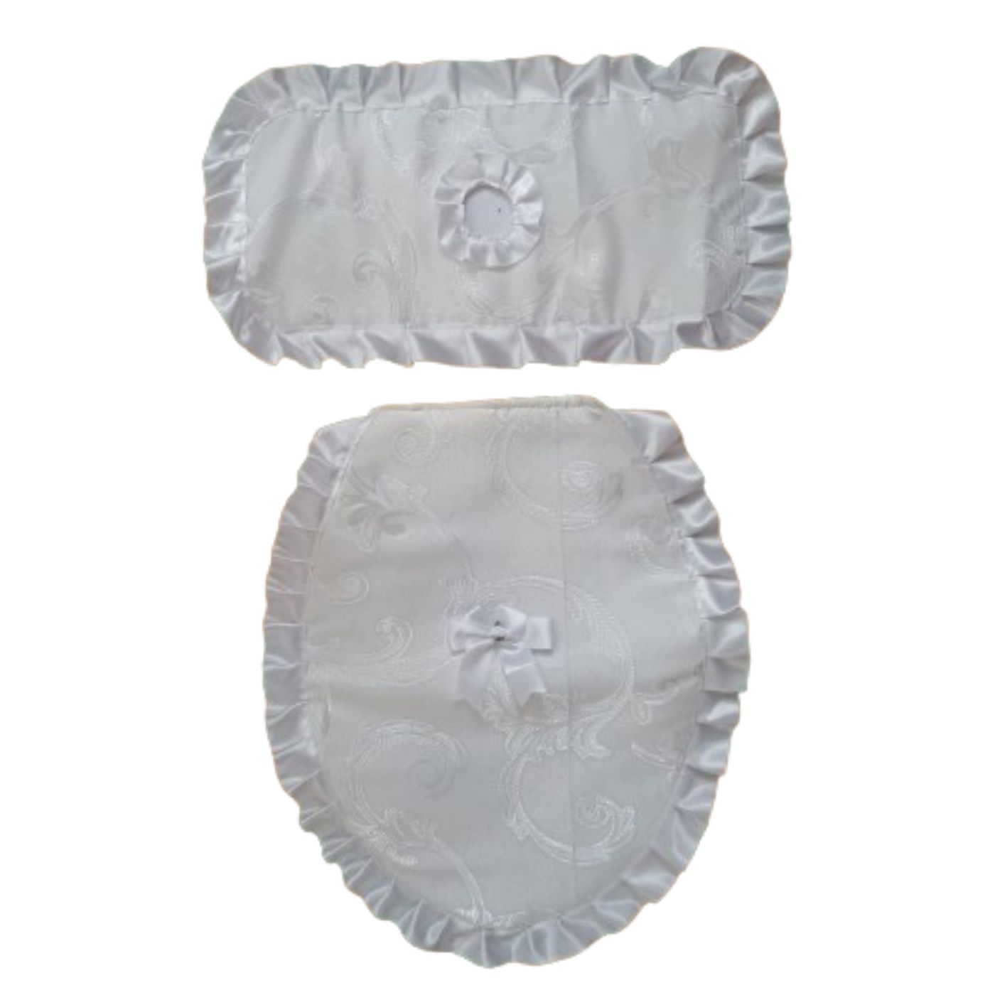 Juego de Fundas blancas para Inodoro Acolchadas Elásticas Decorativas Lavables para Baño - Imagen 2