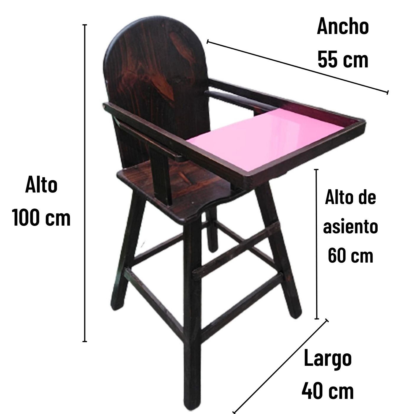 Silla de Comer para Bebé de Madera – Asiento Infantil Fijo y Seguro - Imagen 5