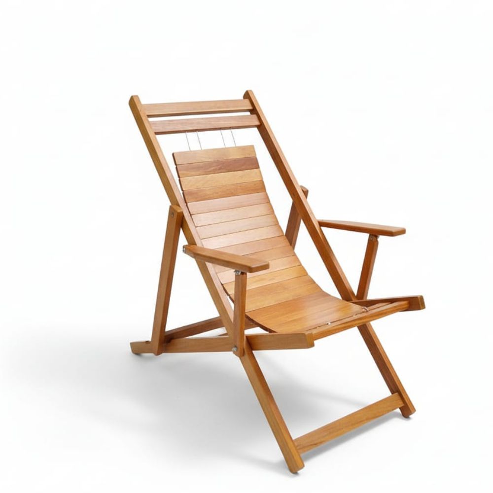 Silla Perezosa de Madera Plegable sensacional color Caramelo | 3 Posiciones