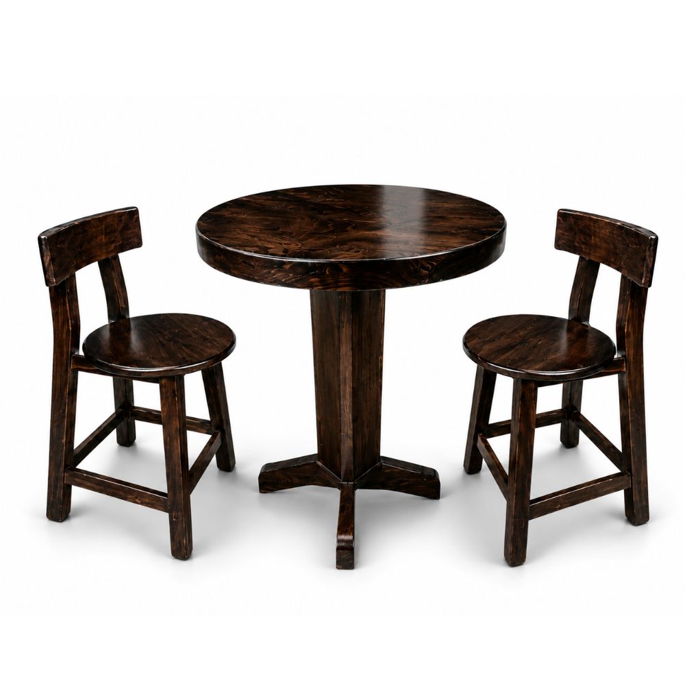 Juego Comedor Hollywood Resto Bar en Madera Caoba – Mesa con 2 Sillas