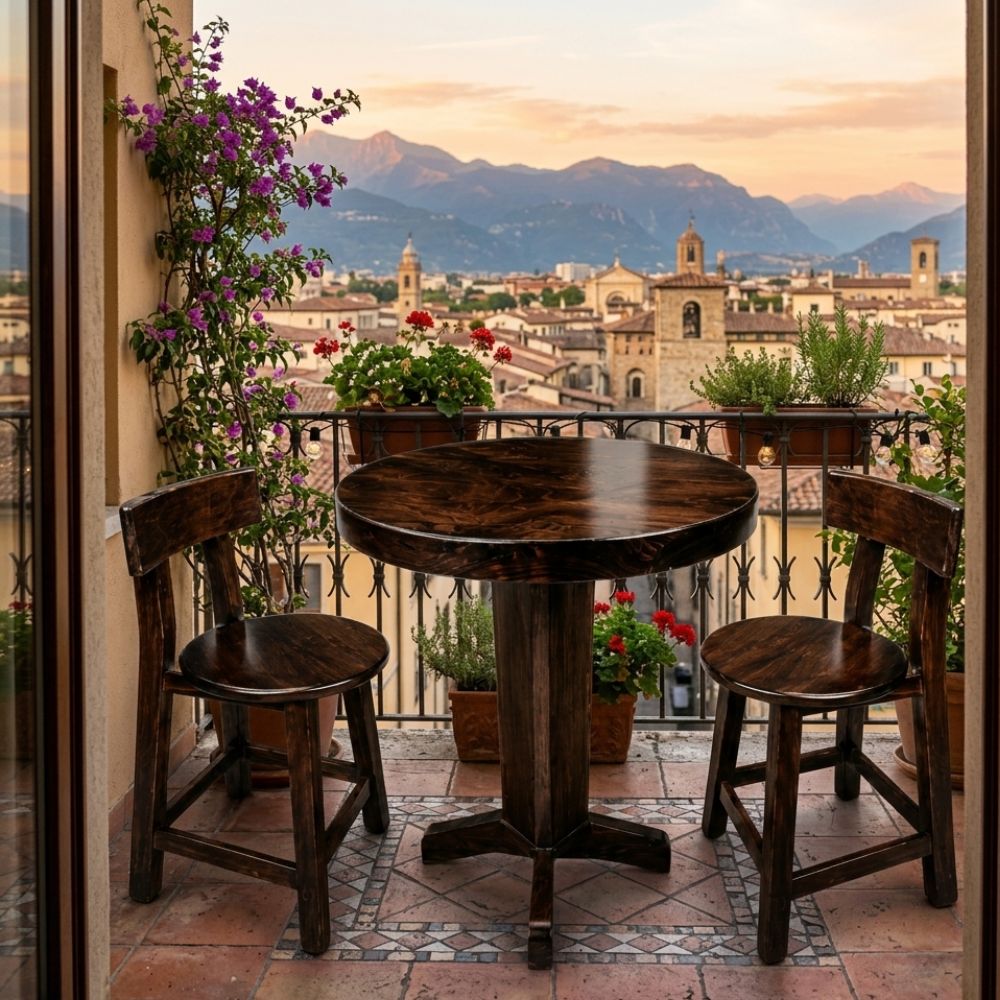 Juego Comedor Hollywood Resto Bar en Madera Caoba – Mesa con 2 Sillas - Imagen 5