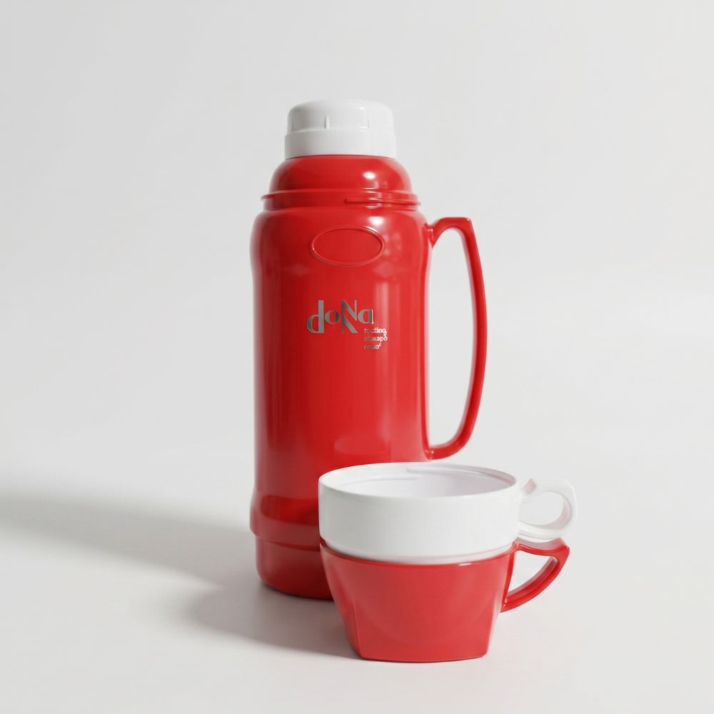 Termo 1.2L Rosado con 2 Tazas – Aislado Térmico para Bebidas Calientes y Frías - Imagen 2